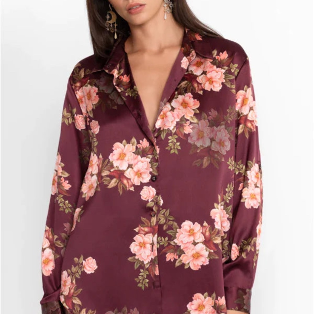Nwt Johnny Was Winonna Silk Shirt - Medium